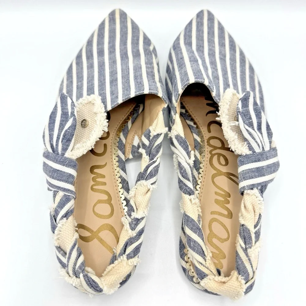 Sam Edelman Rivers Mule Flats Blue Stripe Pointed Toe Womens Size 9 - Picture 2 of 9